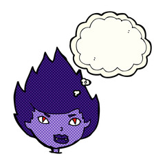 cartoon vampire head with thought bubble