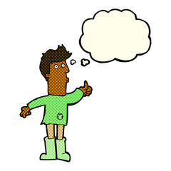 cartoon poor man with thought bubble