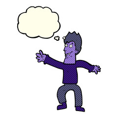 cartoon vampire with thought bubble