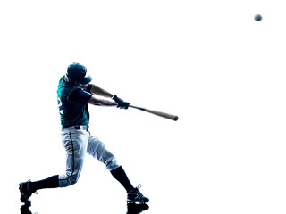 man baseball player silhouette isolated - 91826267