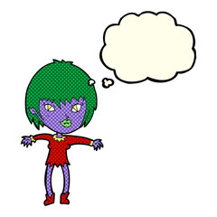 cartoon vampire girl with thought bubble