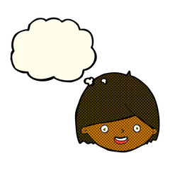 cartoon happy face with thought bubble