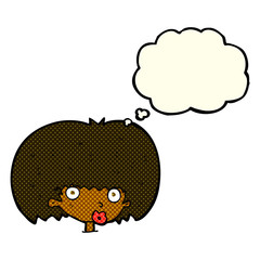 cartoon surprised woman with thought bubble