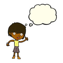 Obraz na płótnie Canvas cartoon boy with positive attitude with thought bubble