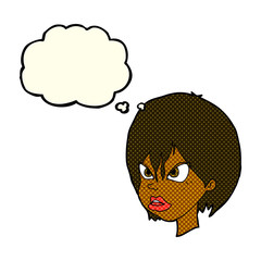 cartoon annoyed woman with thought bubble