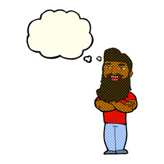 cartoon proud man with thought bubble