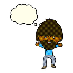 cartoon happy man with beard with thought bubble