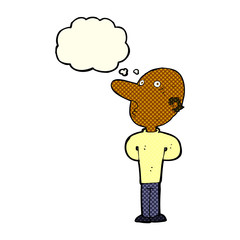 cartoon balding man with thought bubble