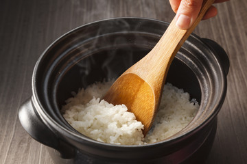 炊きたてのご飯　Japanese rice