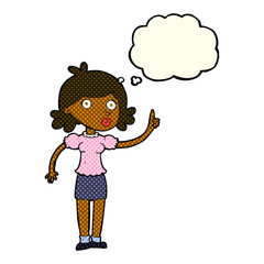 cartoon woman with idea with thought bubble