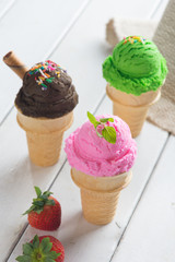 various cone ice creams