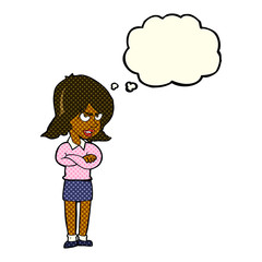 cartoon angry woman with thought bubble