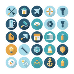 Flat design icons for industrial