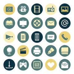 Flat design icons for media