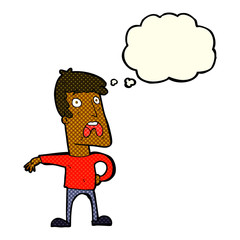 cartoon complaining man with thought bubble