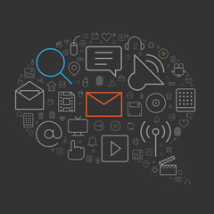 Web icons for user interface in speech bubble shape