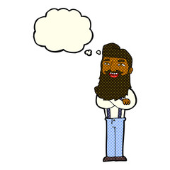 Obraz na płótnie Canvas cartoon happy man with beard with thought bubble
