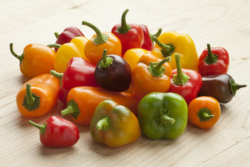 Heap of sweet mini peppers
