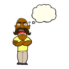 cartoon angry man with thought bubble