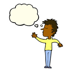 cartoon dismissive man with thought bubble