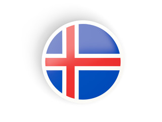 Obraz premium Round sticker with flag of iceland