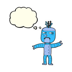 cartoon robot with thought bubble
