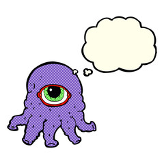 cartoon alien head with thought bubble