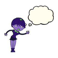 cartoon vampire girl with thought bubble