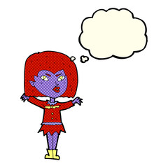 cartoon vampire girl with thought bubble