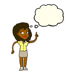 Obraz premium cartoon pretty woman with idea with thought bubble