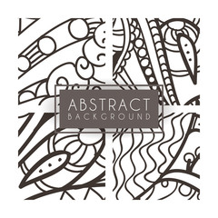 Set of four vector monochrome intricate patterns. Doodle
