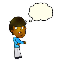 cartoon shocked man with thought bubble