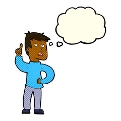 cartoon boy with idea with thought bubble