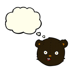 cartoon black teddy bear head with thought bubble