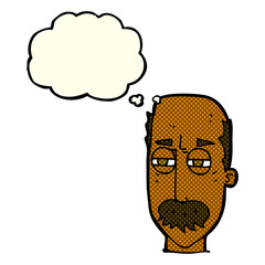 cartoon annoyed old man with thought bubble
