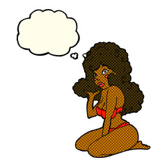 cartoon pin up girl with thought bubble
