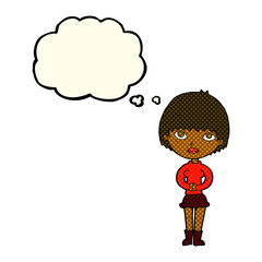 cartoon woman waiting patiently with thought bubble