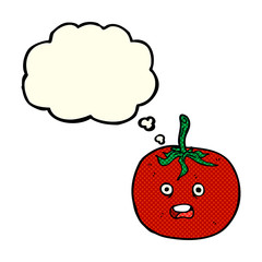cartoon tomato with thought bubble