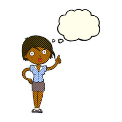 cartoon pretty woman with idea with thought bubble