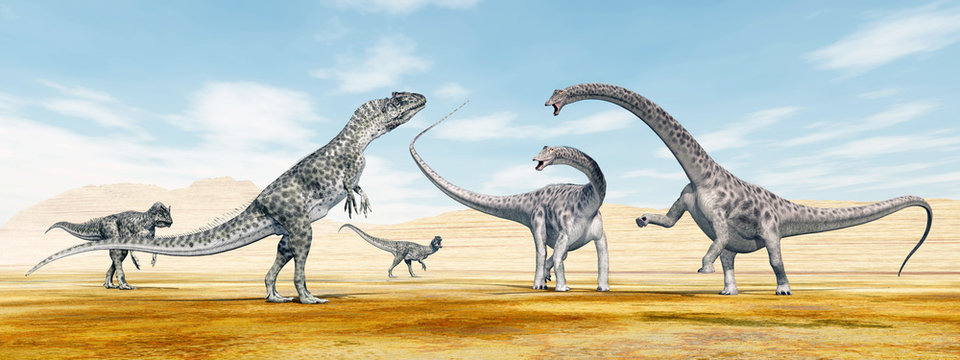 Allosaurus attacks the Diplodocus