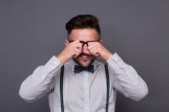 Hipster man in studio