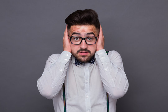 Hipster man in studio