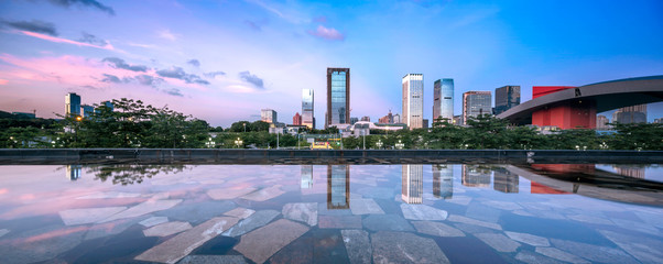 skyscrapers by the water of Shenzhen