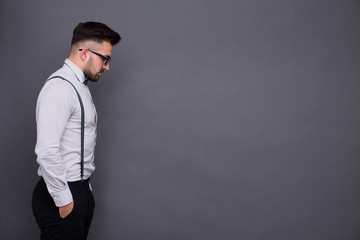 Hipster man in studio