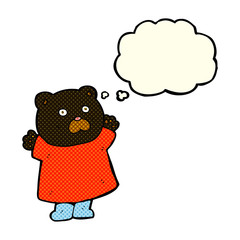 funny cartoon black bear with thought bubble
