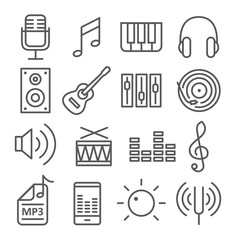 Obraz premium Music icons in trendy linear style