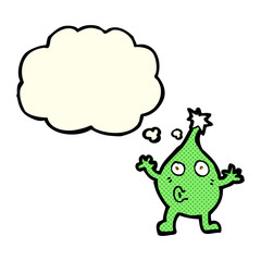 funny cartoon creature with thought bubble