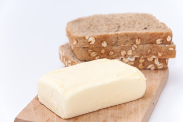 Healthy bread cereals butter on the board