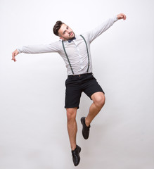 Hipster man in photo studio