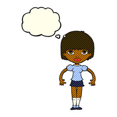cartoon girl with thought bubble